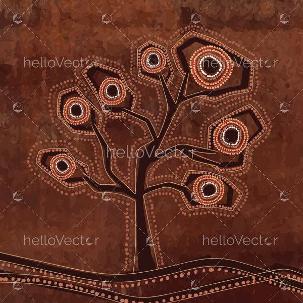 Tree-themed aboriginal vector art