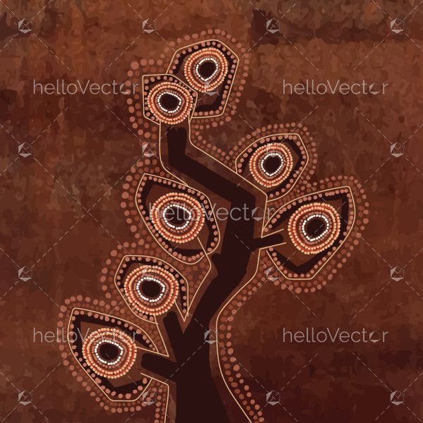 Aboriginal art illustration that showcases tree