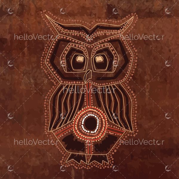 Owl in traditional Aboriginal art illustration