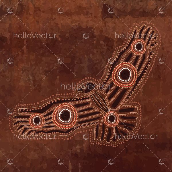 Flying eagle in traditional Aboriginal art illustration
