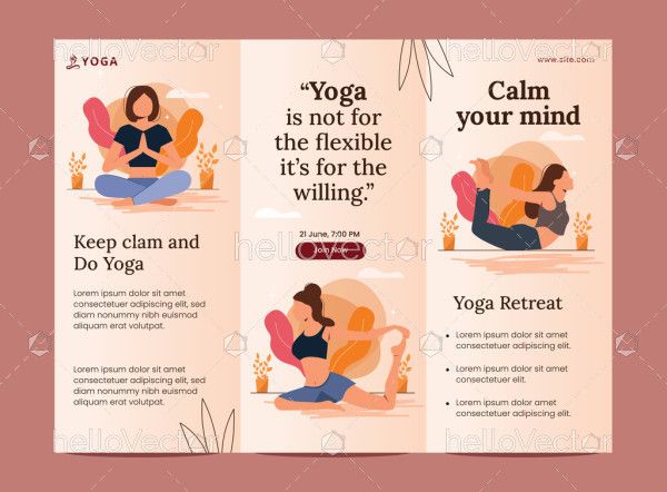 Trifold brochure illustration for yoga