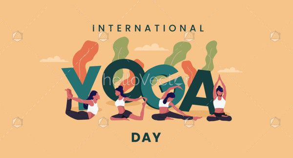 Artwork depicting international yoga day event