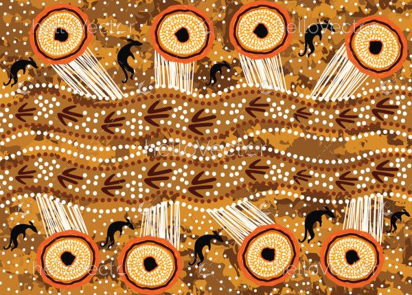 Vector background decorated with dot art of Aboriginal origin