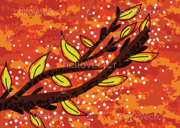 A vector painting featuring a tree and Aboriginal art