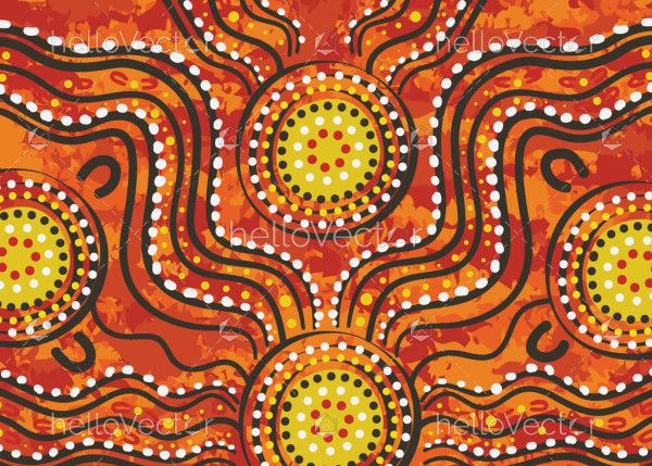 A vector background with dot art in Aboriginal style
