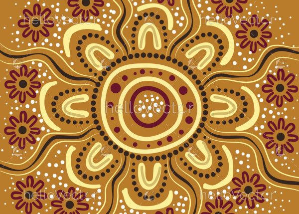 Aboriginal dot art design on a vector background