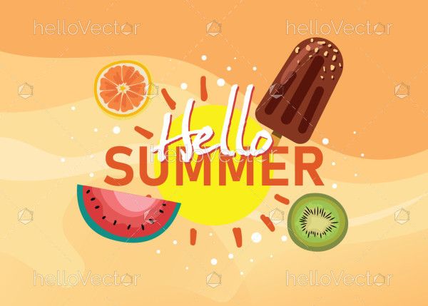 Illustration of Hello Summer Banner Design