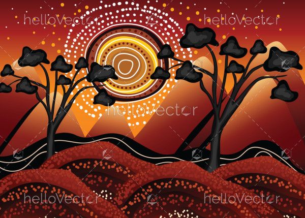 Nature-Themed Painting Using Aboriginal Art Techniques