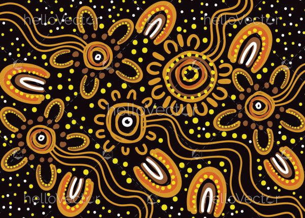 A vector background decorated with Aboriginal dot art design