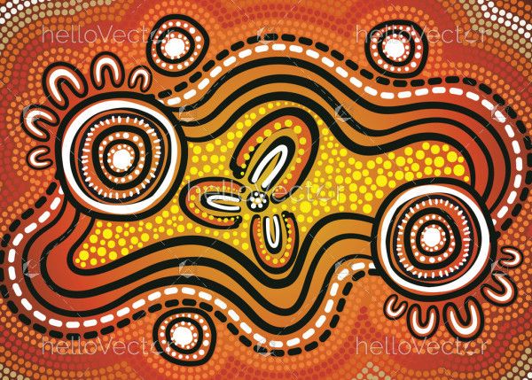 Dot art design from Aboriginal culture on a vector background