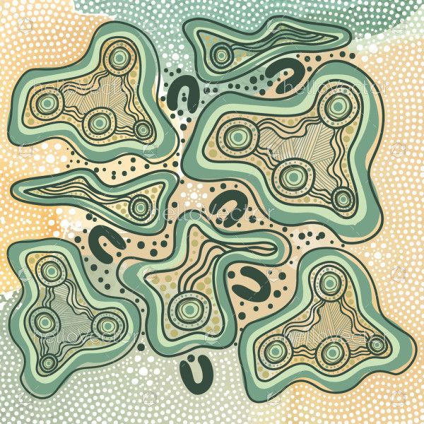 A vector background that showcases Aboriginal dot art design