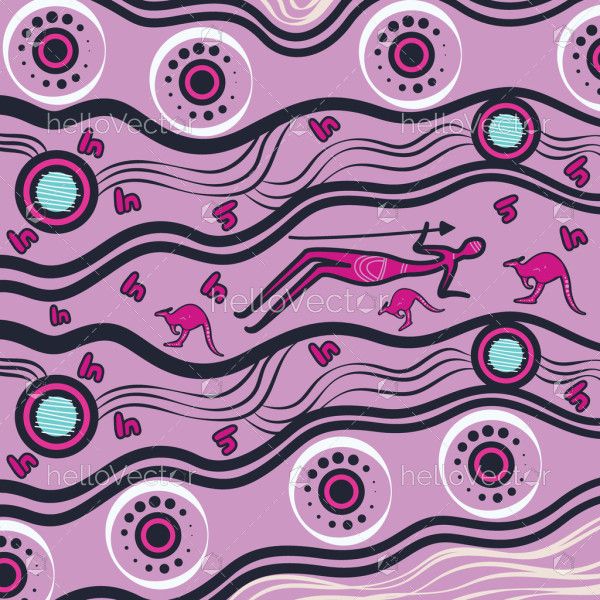 A vector background decorated with Aboriginal art design