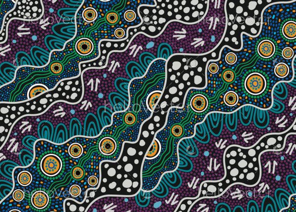 Dot art design from Aboriginal culture in a vector painting