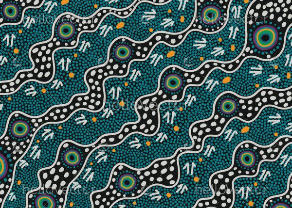 A vector artwork with aboriginal dot patterns