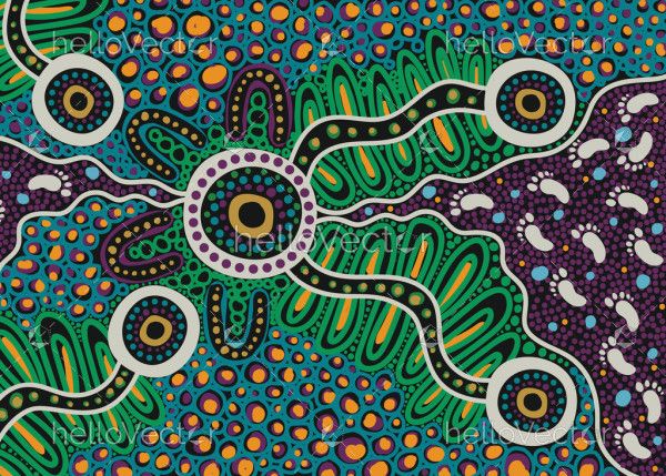 A dot painting in the style of indigenous Australian art