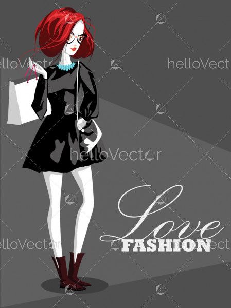 Fashion woman with shopping bag Vector