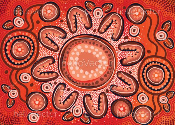 A vector painting showcasing Aboriginal dot artwork