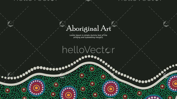 Text and aboriginal dot art on banner layout
