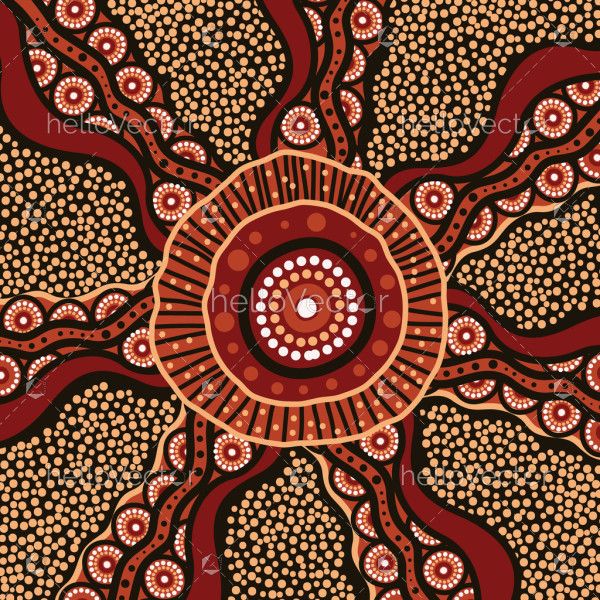 Brown aboriginal style vector dot painting