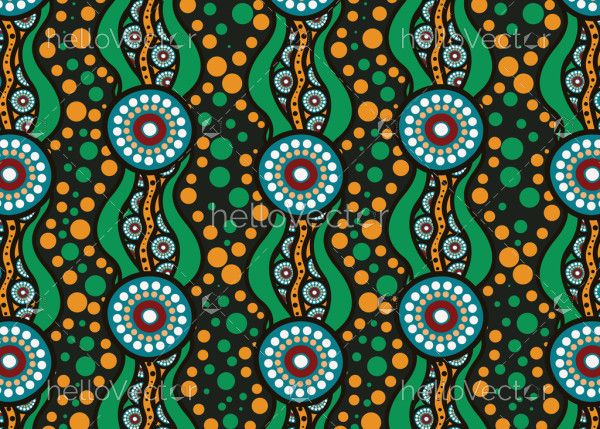Vector seamless pattern background decorated with aboriginal design