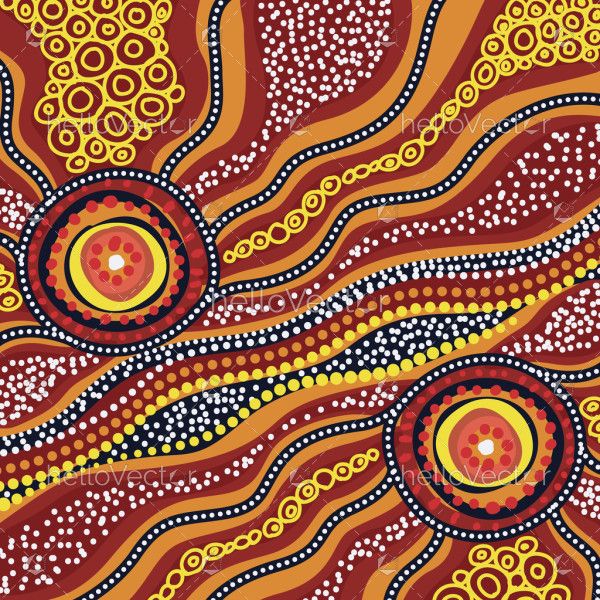 A vector artwork with aboriginal dot design