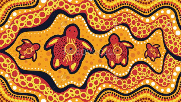A vector background featuring Aboriginal design with turtle