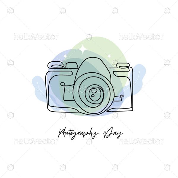 Camera line drawing illustration for World Photography Day
