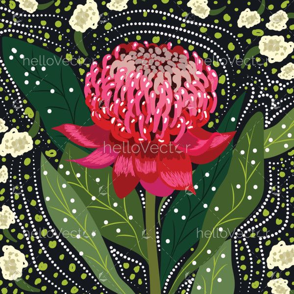 Aboriginal art of Waratah Flower