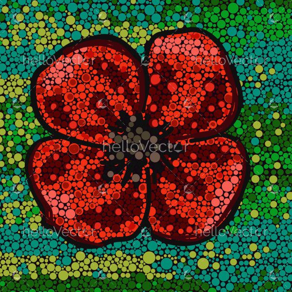 Aboriginal dot art illustration of Australian Poppy Flower