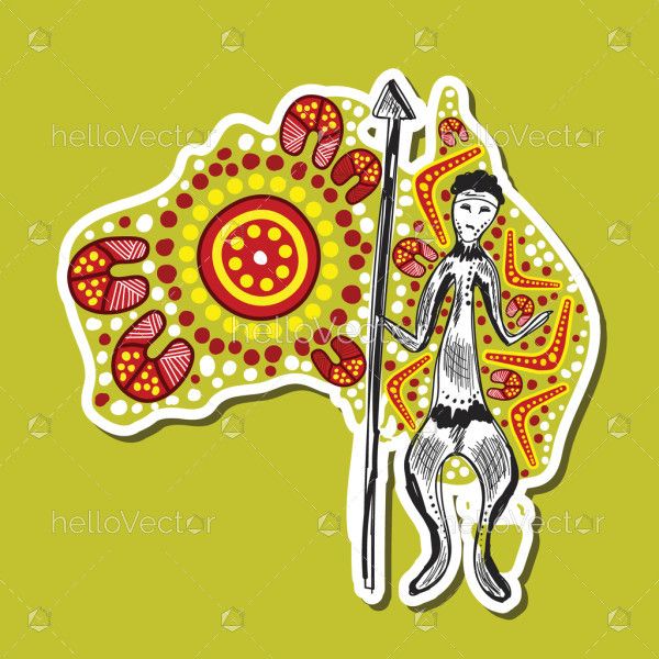 Illustration of sticker design with indigenous art elements