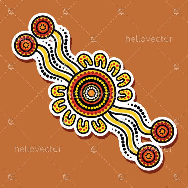 Sticker design featuring aboriginal art illustration