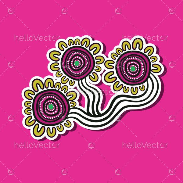 Aboriginal art based illustration for sticker design