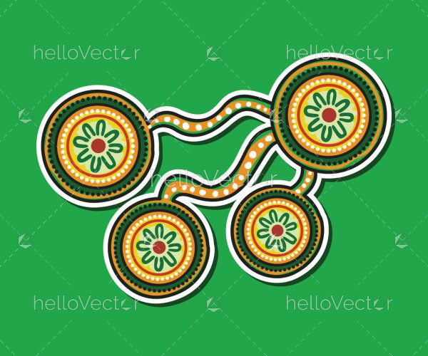 Illustration for sticker design with aboriginal art patterns