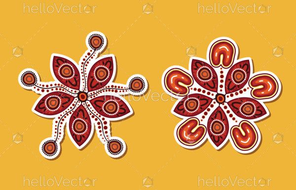Stickers design illustration influenced by indigenous art