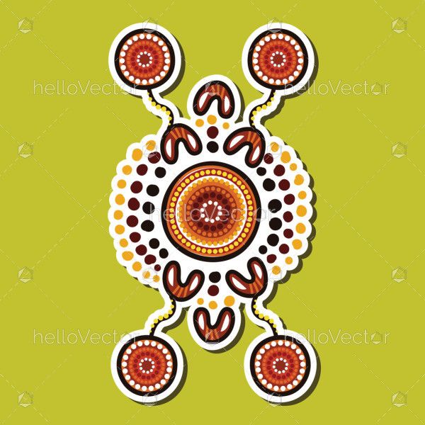 Illustration with aboriginal art elements for sticker design
