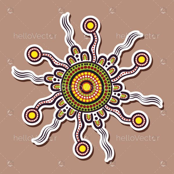 An illustration inspired by aboriginal art for a sticker design