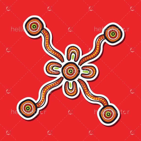 An illustrative design of aboriginal art for a sticker