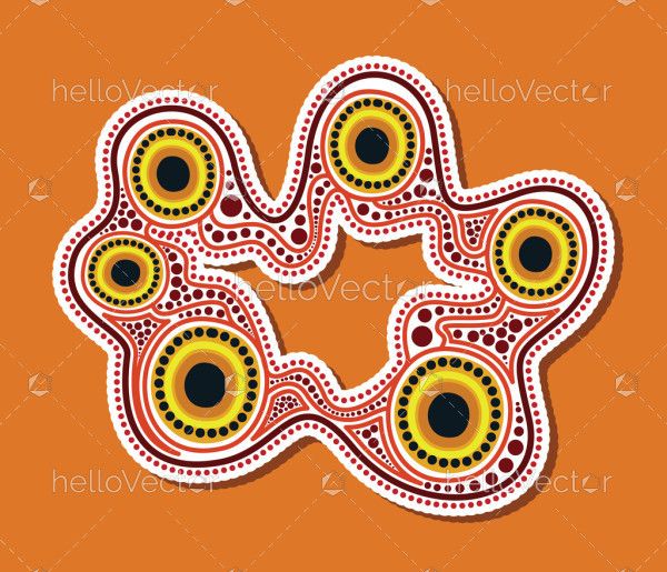 Aboriginal art as an illustration for a sticker design