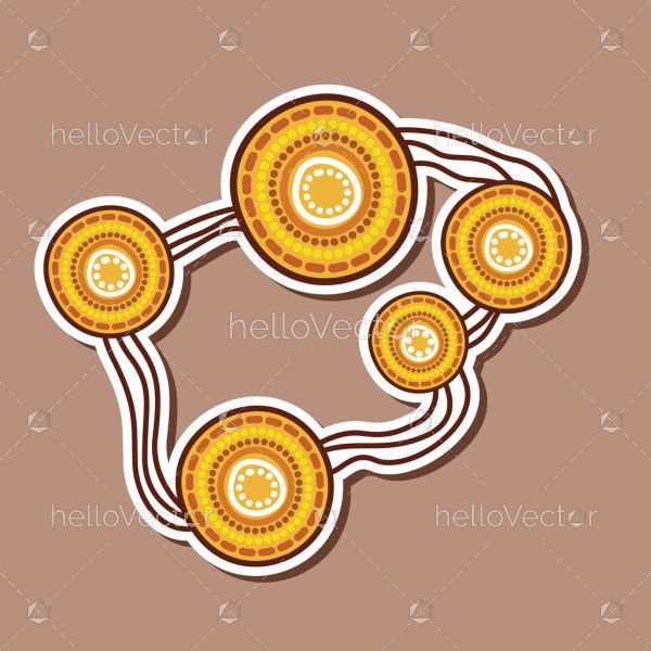 An illustration that depicts aboriginal art for a sticker design