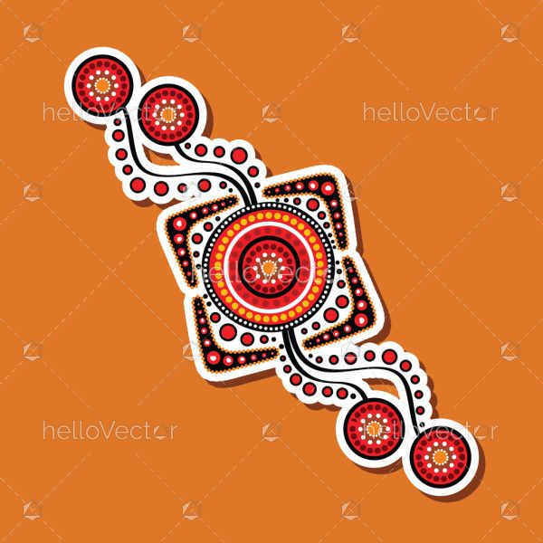 A design for a sticker that showcases aboriginal art as an illustration