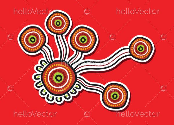 An artistic illustration of aboriginal art for a sticker design