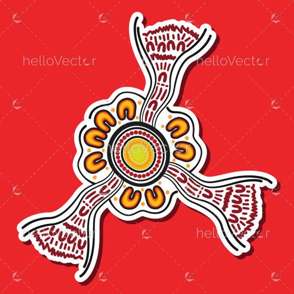 A sticker design that features aboriginal art as an illustration