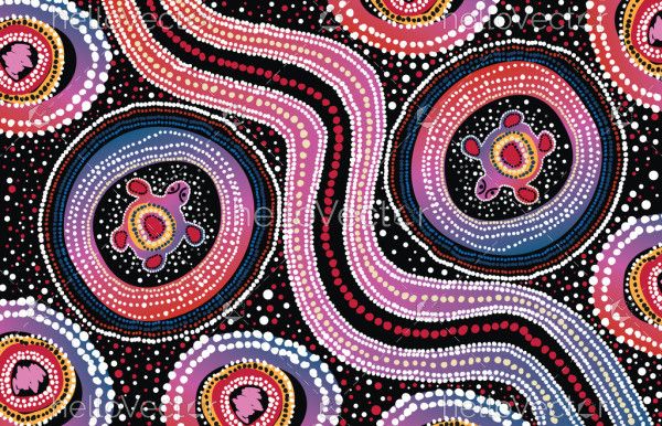 Vector background decorated with dot design of Aboriginal origin