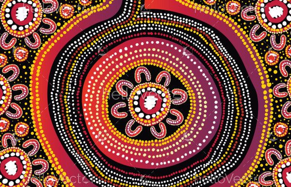 Vector painting showcasing Aboriginal dot artwork