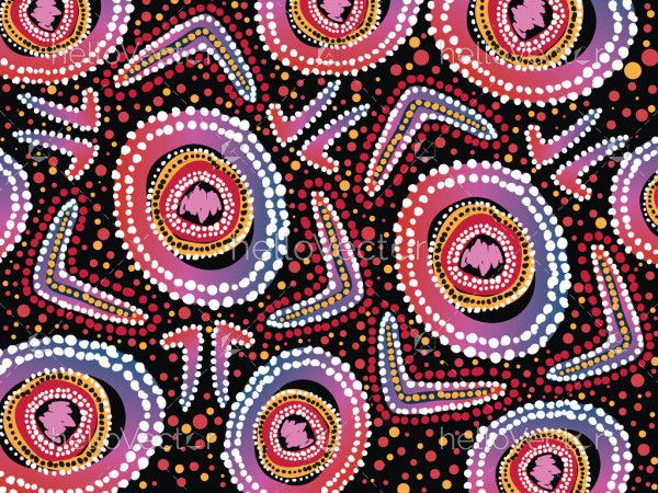 Boomerang from Aboriginal art on a vector background