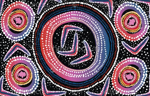 Vector painting with Aboriginal boomerang dot art