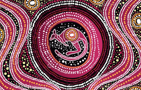 A vector background featuring Aboriginal kangaroo dot design