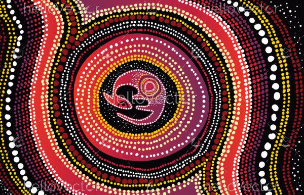 Vector kangaroo painting with Aboriginal dot art