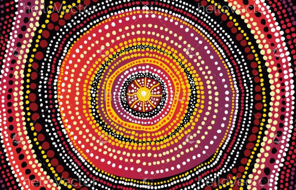 Dots in the style of Aboriginal art embellish a vector background