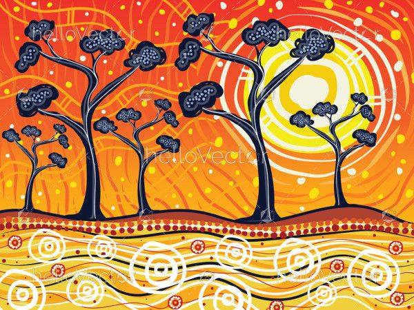 Illustration of Aboriginal Painting Depicting Nature's Beauty ...